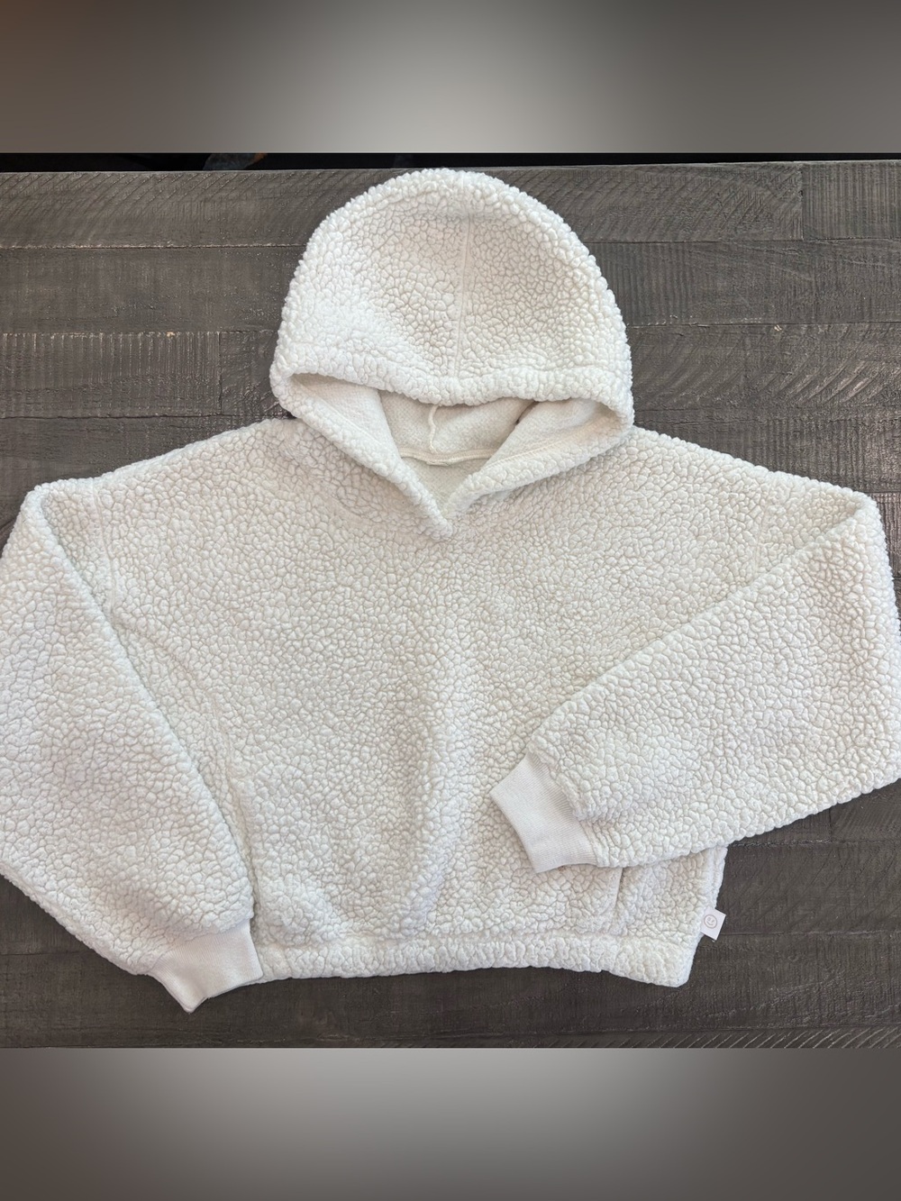 Gilly Hicks Cropped Cream Sherpa Hoodie Sweater - Size Small